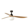Ventilador de techo OUTWOOD L en marrón roble con luz integrada, modelo FARO 34360-11L IP44 para exteriores, motor DC eficiente y ventilación óptima.