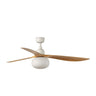 Ventilador de techo OUTWOOD L de FARO modelo 34361-11L en blanco y roble, con luz integrada, protección IP44 para exteriores, ideal para ventilación en terrazas y patios.