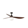 Ventilador de techo OUTWOOD L en marrón/nogal de FARO, modelo 34362-11L con luz integrada, motor DC eficiente y protección IP44 para exteriores, ideal para ventilación en terrazas y patios.