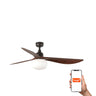 Ventilador de techo OUTWOOD L marrón/nogal IP44 exterior FARO 34362WT-11L con luz LED y compatible Tuya Smart