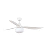 Ventilador de techo con luz OUTWOOD L blanco IP44 de FARO modelo 34363-11L, ventilación exterior resistente al agua con motor DC, mando a distancia y palas reversibles en material ABS