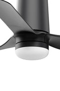 Kit de luz negro mate MINI PUNT CCT dimable FARO 3L018 con ventilador de techo integrado, acero inoxidable y cristal opal para iluminación LED regulable y ventilación eficiente en techos modernos