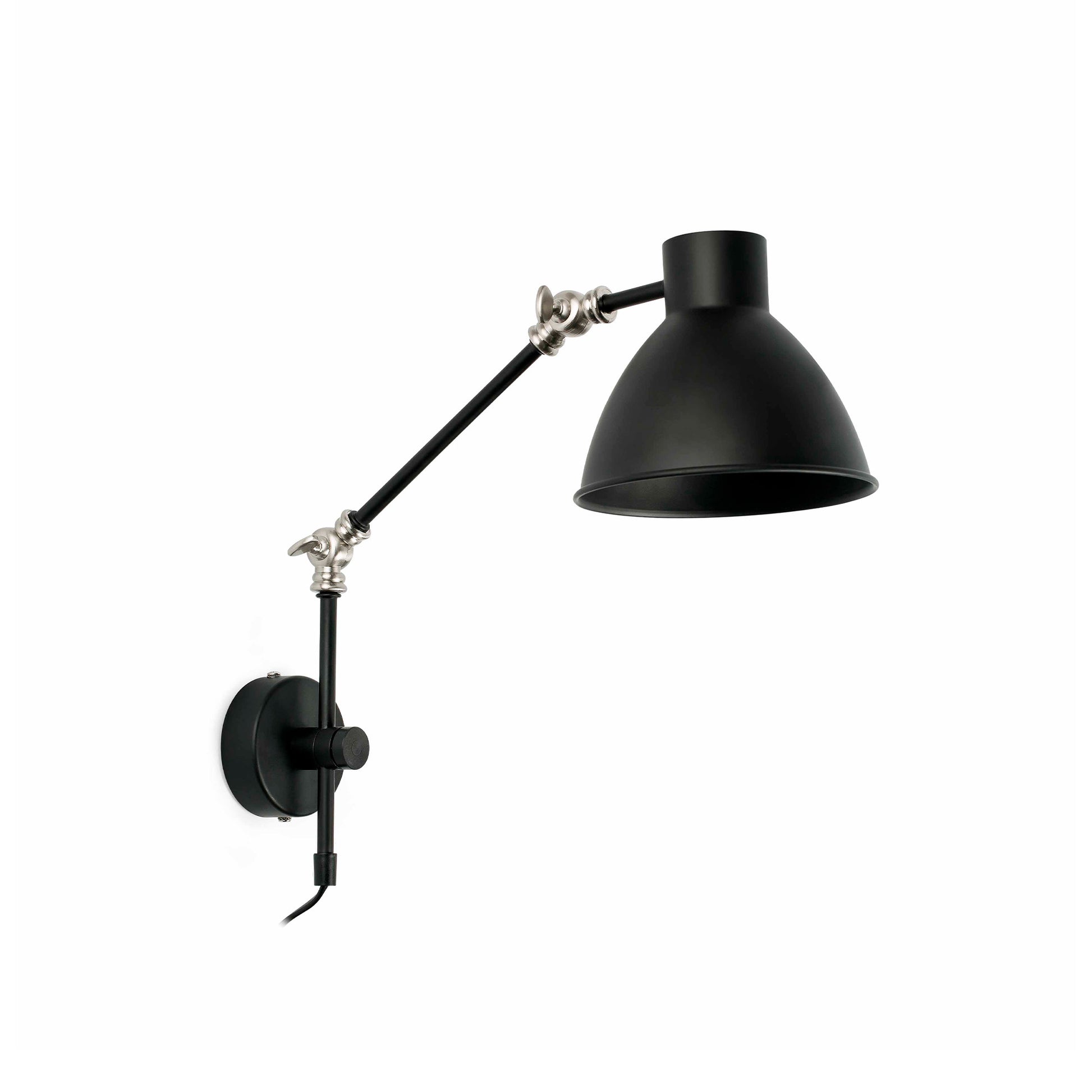 Lámpara de pared CELIA negro mate FARO modelo 40070, luminaria de superficie articulada en acero y metal para iluminación interior hogar, ideal rincón lectura colección 4007