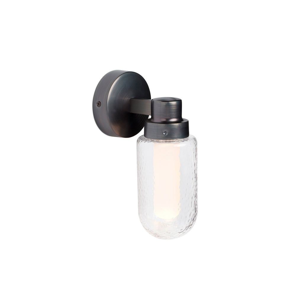 Aplique de pared BRUME antracita FARO 40076, luminaria LED para baño interior con cristal y acero inoxidable, iluminación moderna para baños