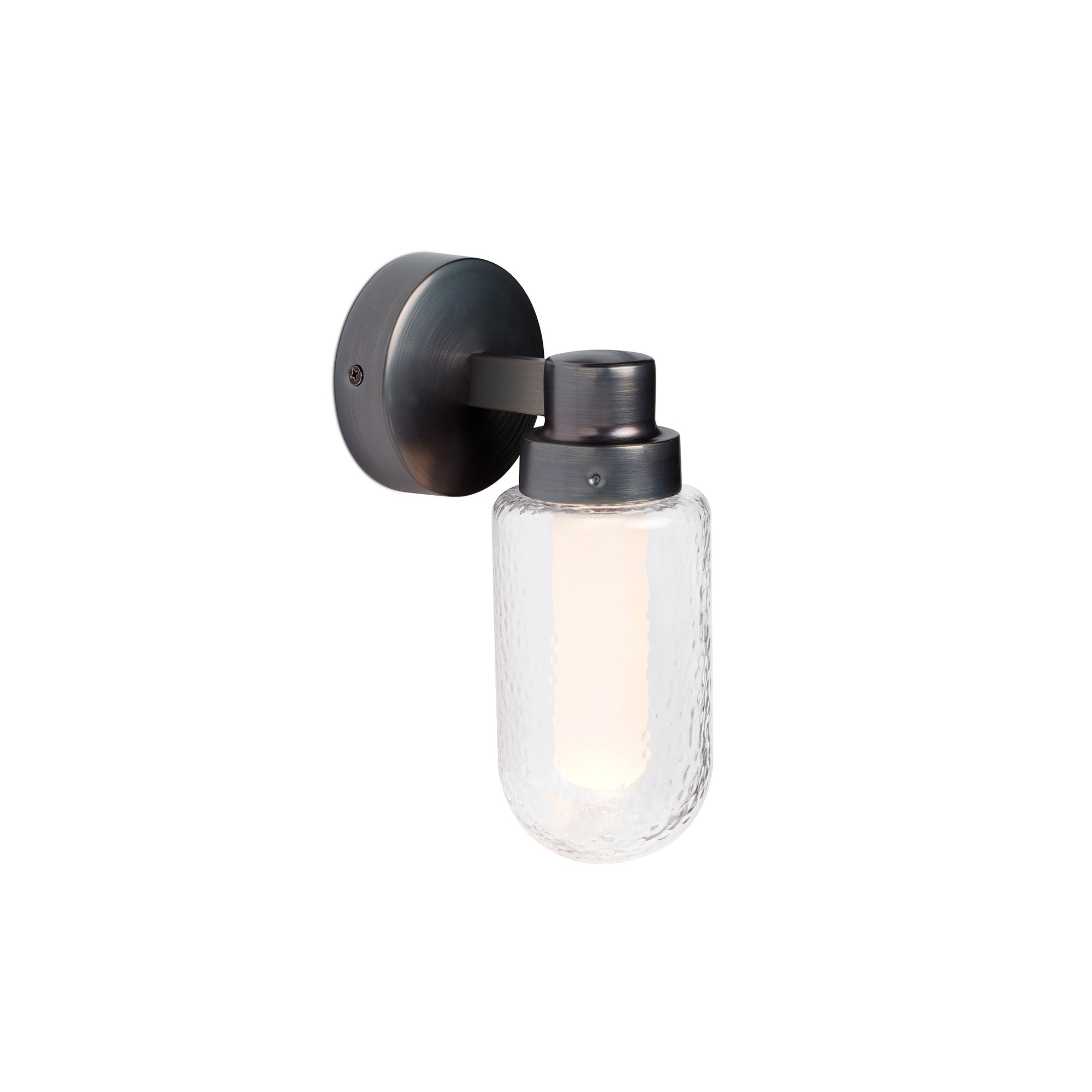 Aplique de pared BRUME antracita FARO 40076, luminaria LED para baño interior con cristal y acero inoxidable, iluminación moderna para baños