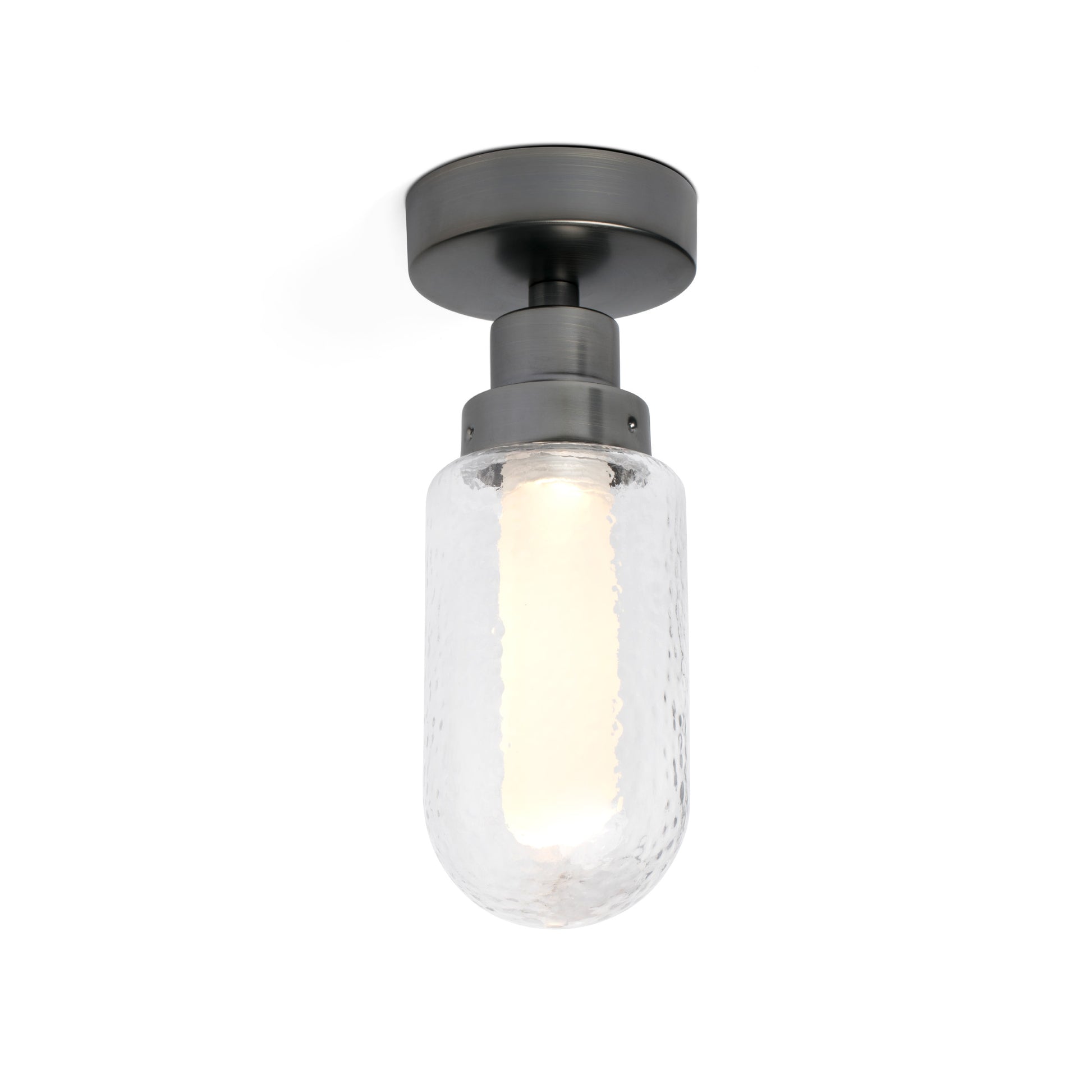Plafon Brume Antracita de Faro modelo 40077, luminaria LED de superficie en cristal y acero para interior y baño