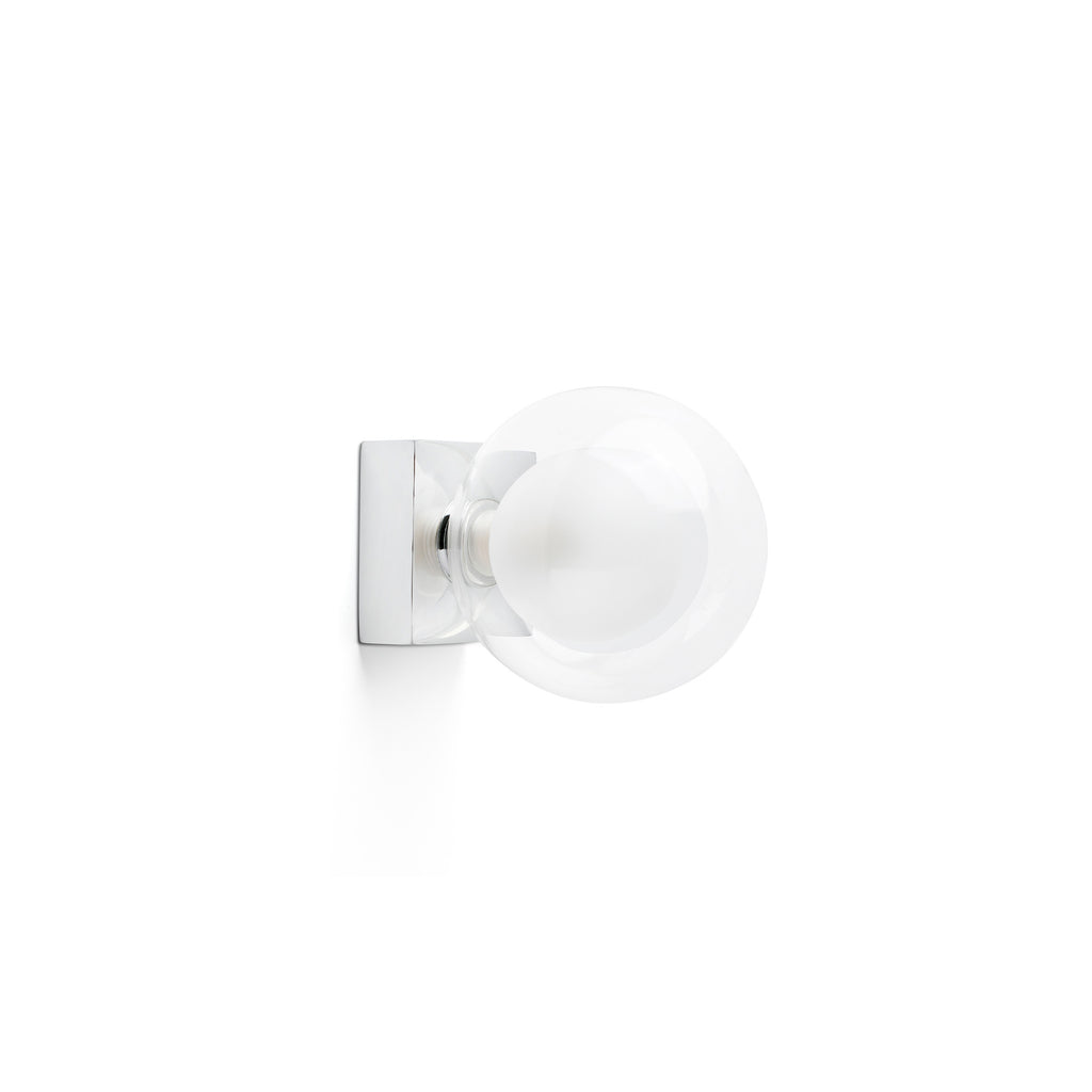 Aplique de pared PERLA en cromo FARO 40086, luminaria superficie para baño e iluminación de espejo en acero y cristal