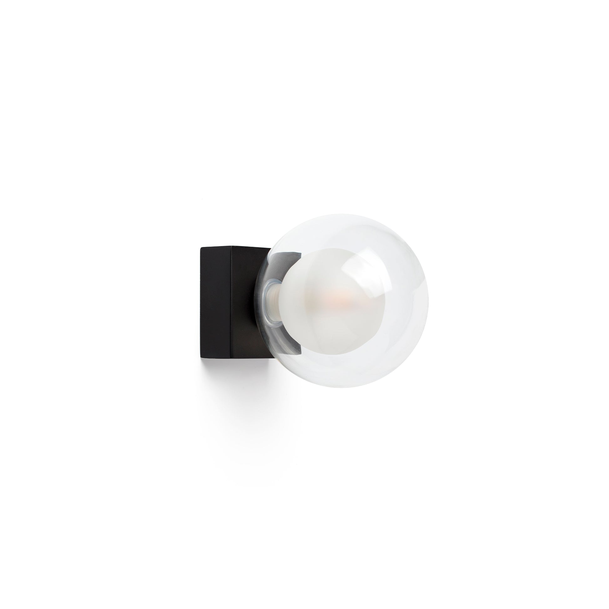 Aplique de pared Perla negro de Faro modelo 40088, lámpara moderna de acero y cristal para iluminación de espejo en baño interior