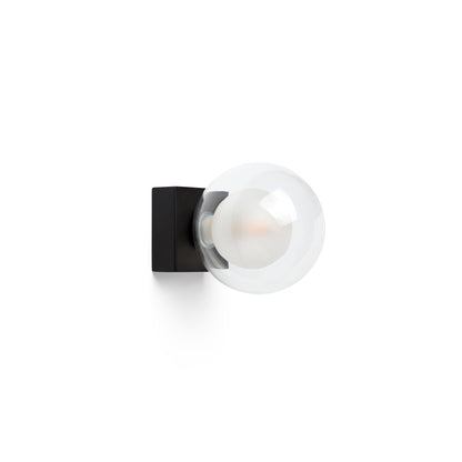 Aplique de pared Perla negro de Faro modelo 40088, lámpara moderna de acero y cristal para iluminación de espejo en baño interior