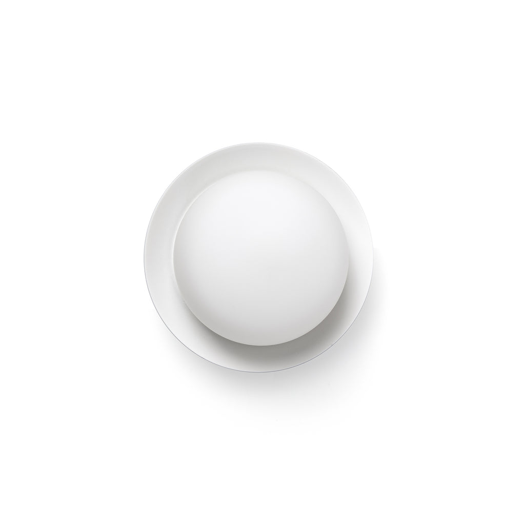 Aplique pared y plafón MAY Blanca de Faro modelo 40095, luminaria interior de superficie en acero y cristal IP44 para baño, LED cálido 2700K