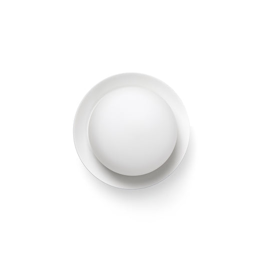 Aplique pared y plafón MAY Blanca de Faro modelo 40095, luminaria interior de superficie en acero y cristal IP44 para baño, LED cálido 2700K