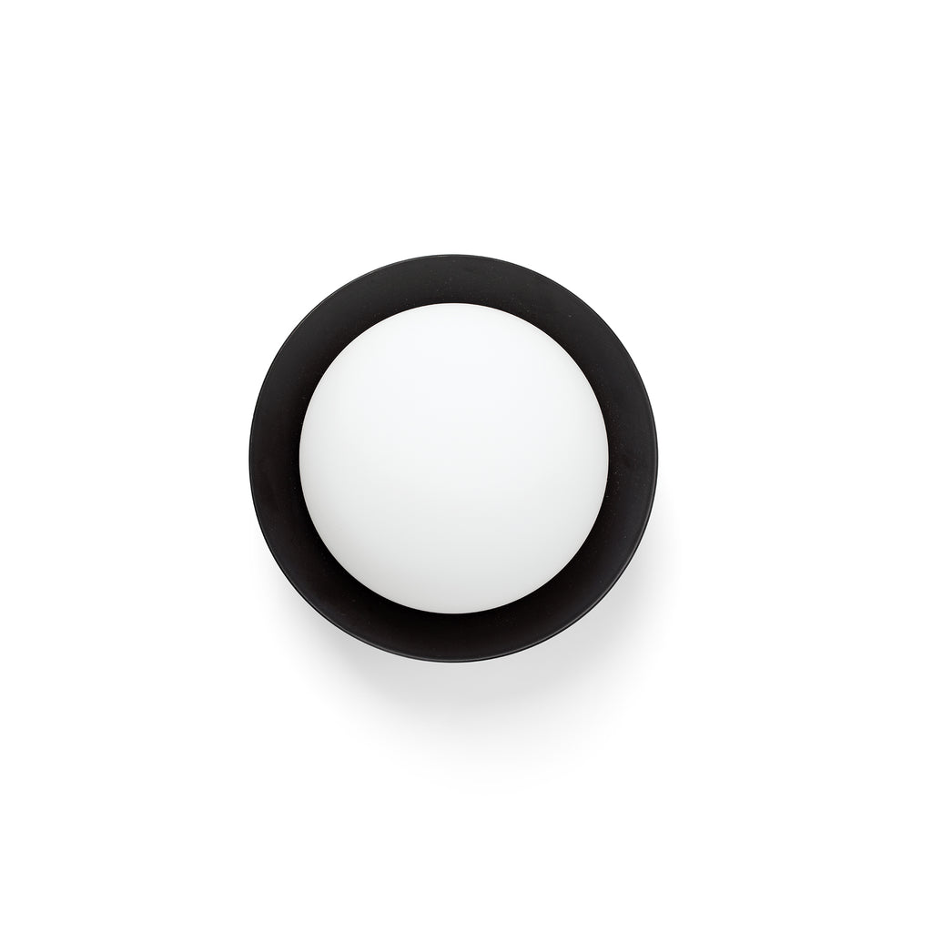 Aplique de pared plafón MAY negra FARO 40096, luminaria superficie interior en acero y cristal, IP44 baño, LED cálida