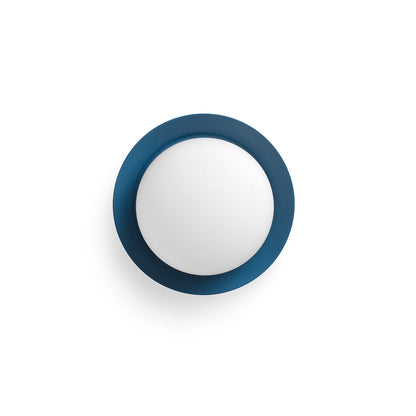 Aplique plafón MAY azul FARO 40097, luminaria de pared interior en acero y cristal con IP44 para baño, diseño moderno LED superficie