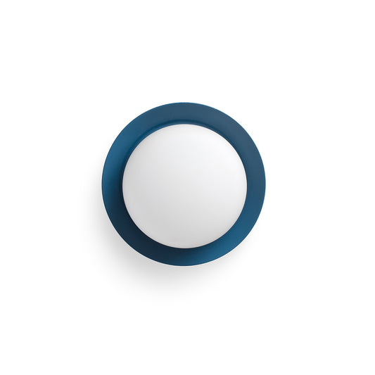 Aplique plafón MAY azul FARO 40097, luminaria de pared interior en acero y cristal con IP44 para baño, diseño moderno LED superficie