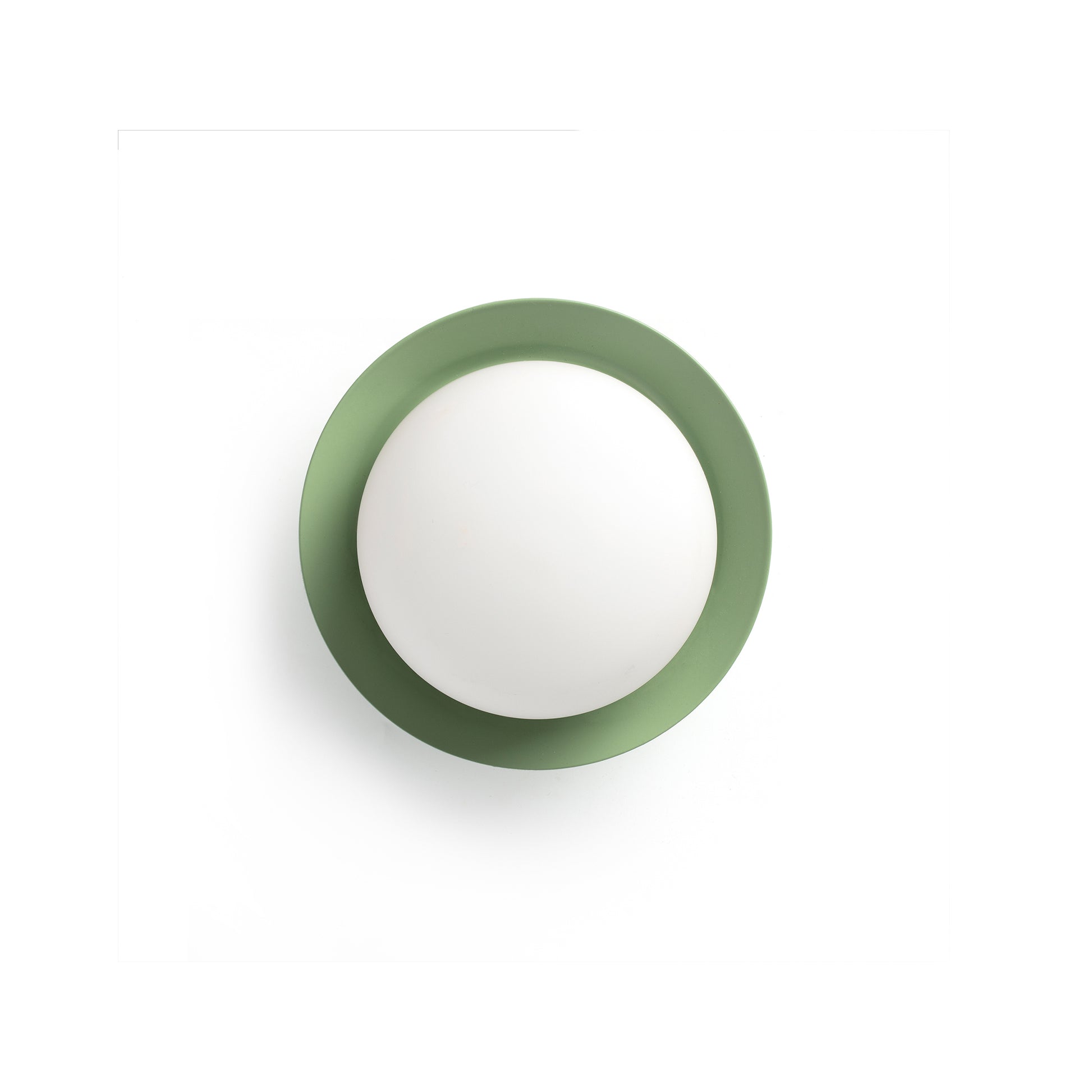 Apliqué de pared plafón LED MAY verde FARO 40099, diseño circular en acero para iluminación interior cálida, IP44 baño, luz superficie montada