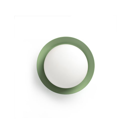 Apliqué de pared plafón LED MAY verde FARO 40099, diseño circular en acero para iluminación interior cálida, IP44 baño, luz superficie montada