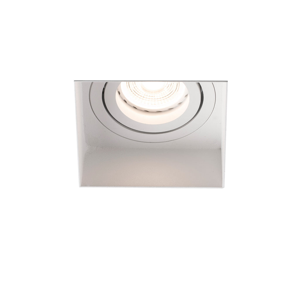 Luminaria empotrable HYDE SQ blanca cuadrada orientable sin marco FARO 40112, iluminación interior techo acero IP20 GU10 LED, colección 4011 blanco mate