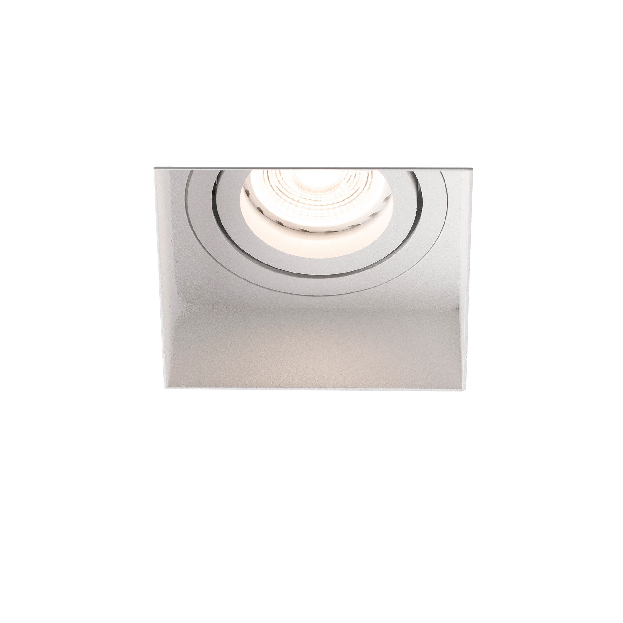 Luminaria empotrable HYDE SQ blanca cuadrada orientable sin marco FARO 40112, iluminación interior techo acero IP20 GU10 LED, colección 4011 blanco mate