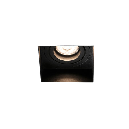 Luminaria empotrable HYDE SQ negro mate cuadrado orientable sin marco FARO 40113, diseño minimalista en acero para techo interior, iluminación LED GU10