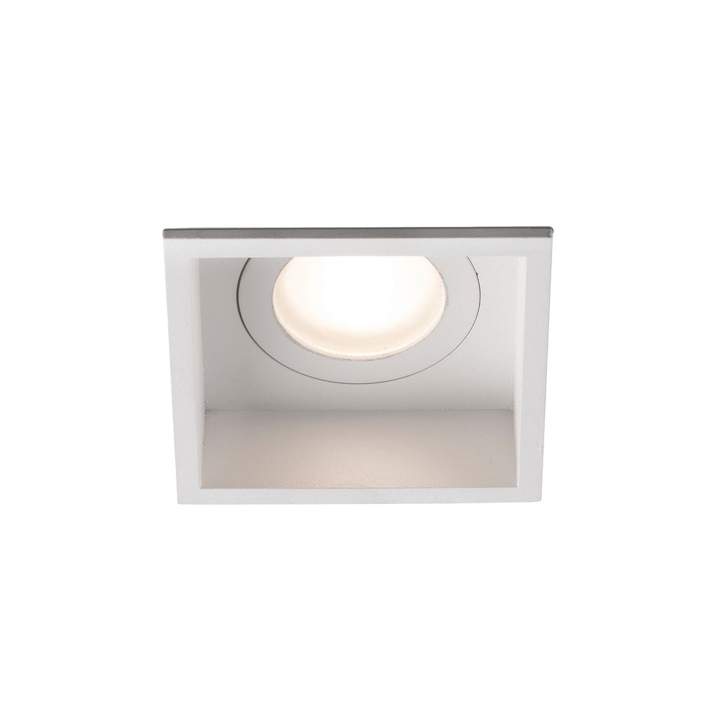 Luminaria empotrable HYDE SQ blanca cuadrada de FARO 40116, diseño minimalista en acero mate para iluminación interior de techo IP44 con bombilla GU10 LED, ideal para hogar moderno