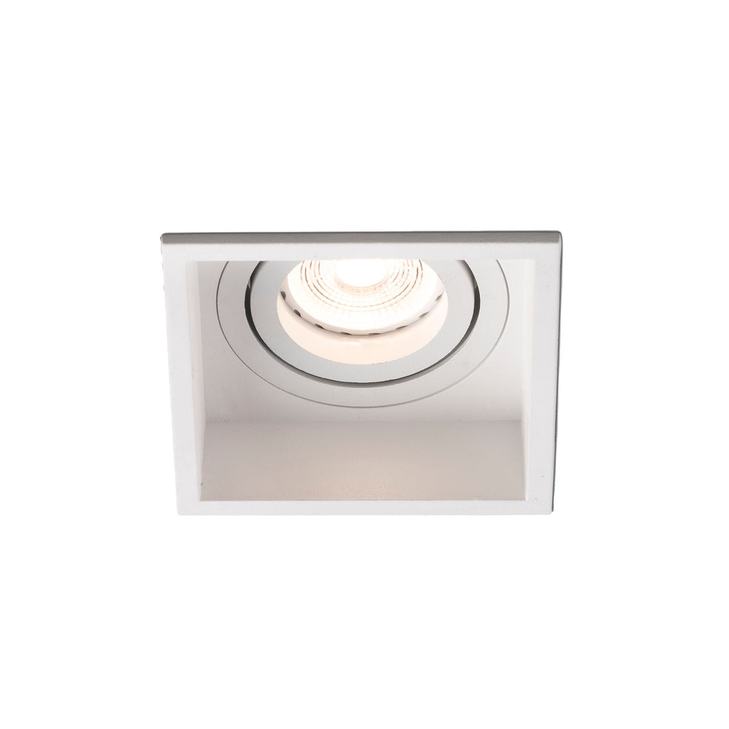 Luminaria empotrable HYDE SQ blanco cuadrado orientable, faro interior moderno de acero para techo con bombilla GU10 LED - modelo 40120
