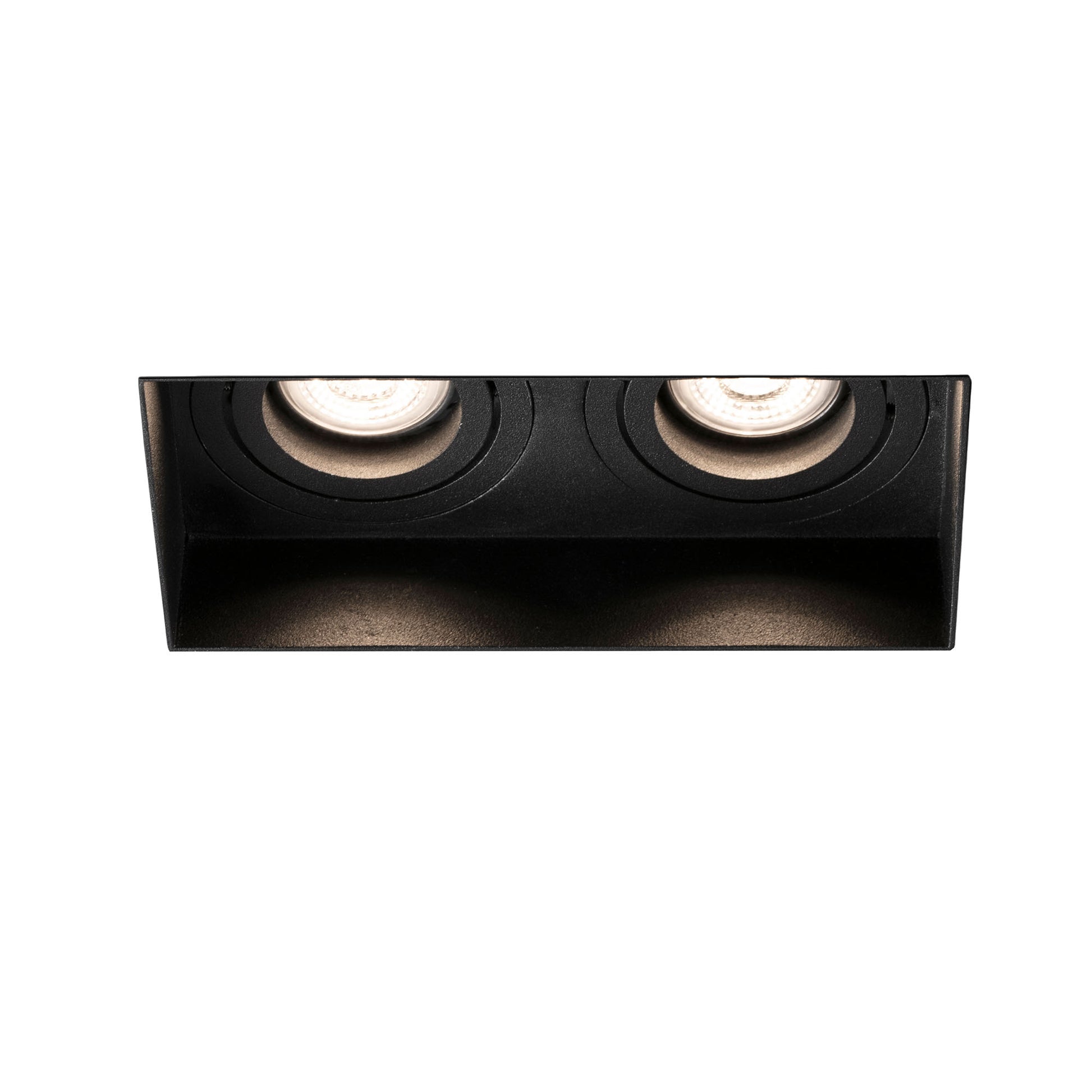 Luminaria empotrable HYDE SQ 2L negra cuadrada orientable sin marco para techo interior, diseño minimalista en acero mate con bombilla GU10 LED - FARO 40123