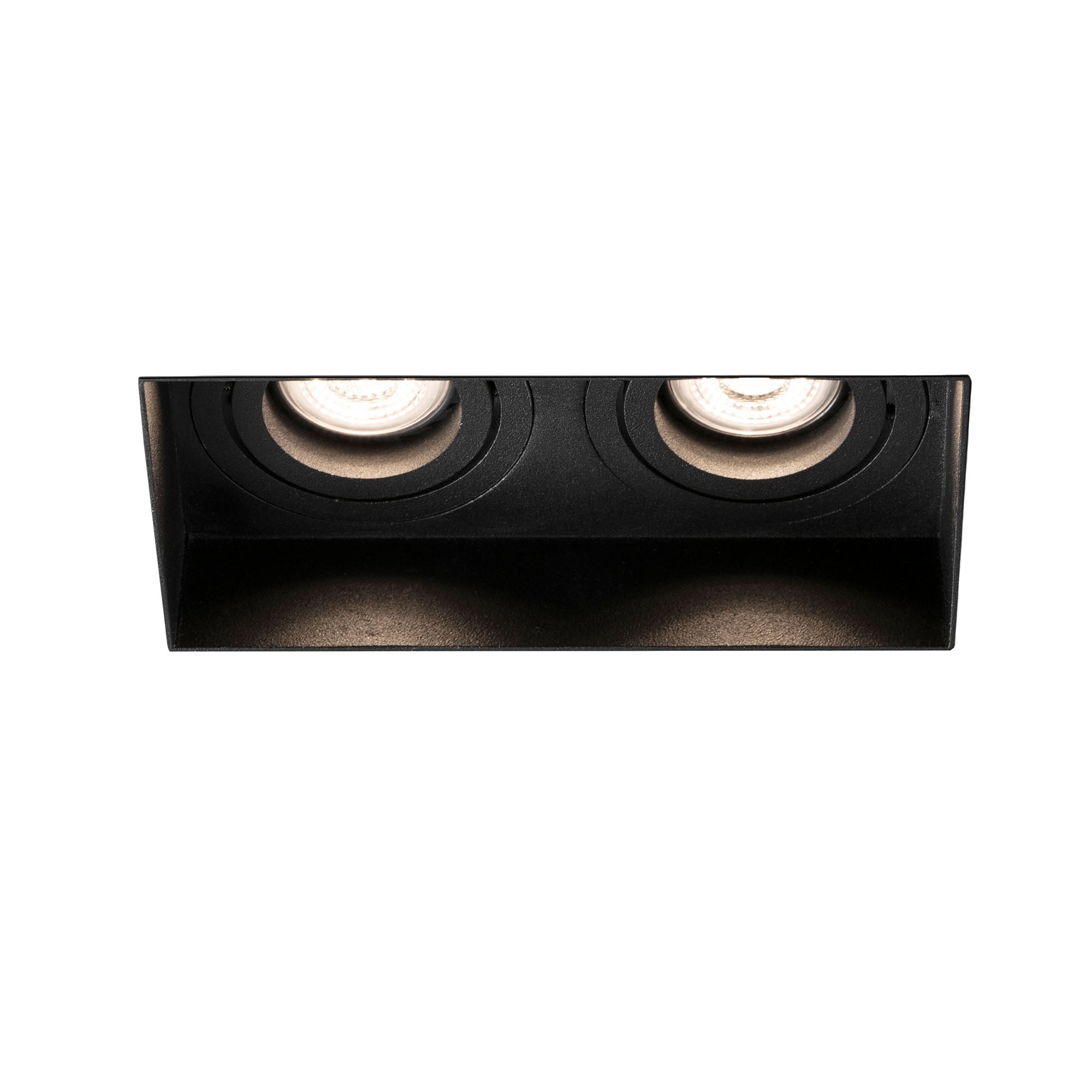 Luminaria empotrable HYDE SQ 2L negra cuadrada orientable sin marco para techo interior, diseño minimalista en acero mate con bombilla GU10 LED - FARO 40123