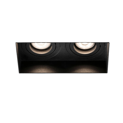Luminaria empotrable HYDE SQ 2L negra cuadrada orientable sin marco para techo interior, diseño minimalista en acero mate con bombilla GU10 LED - FARO 40123