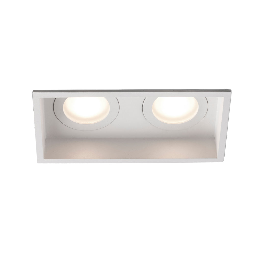 Luminaria empotrable HYDE SQ 2L blanca cuadrada mate de acero FARO 40124, serie 4011, para iluminación interior minimalista en techo, IP44, casquillo GU10 LED