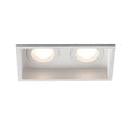 Luminaria empotrable HYDE SQ 2L blanca cuadrada mate de acero FARO 40124, serie 4011, para iluminación interior minimalista en techo, IP44, casquillo GU10 LED