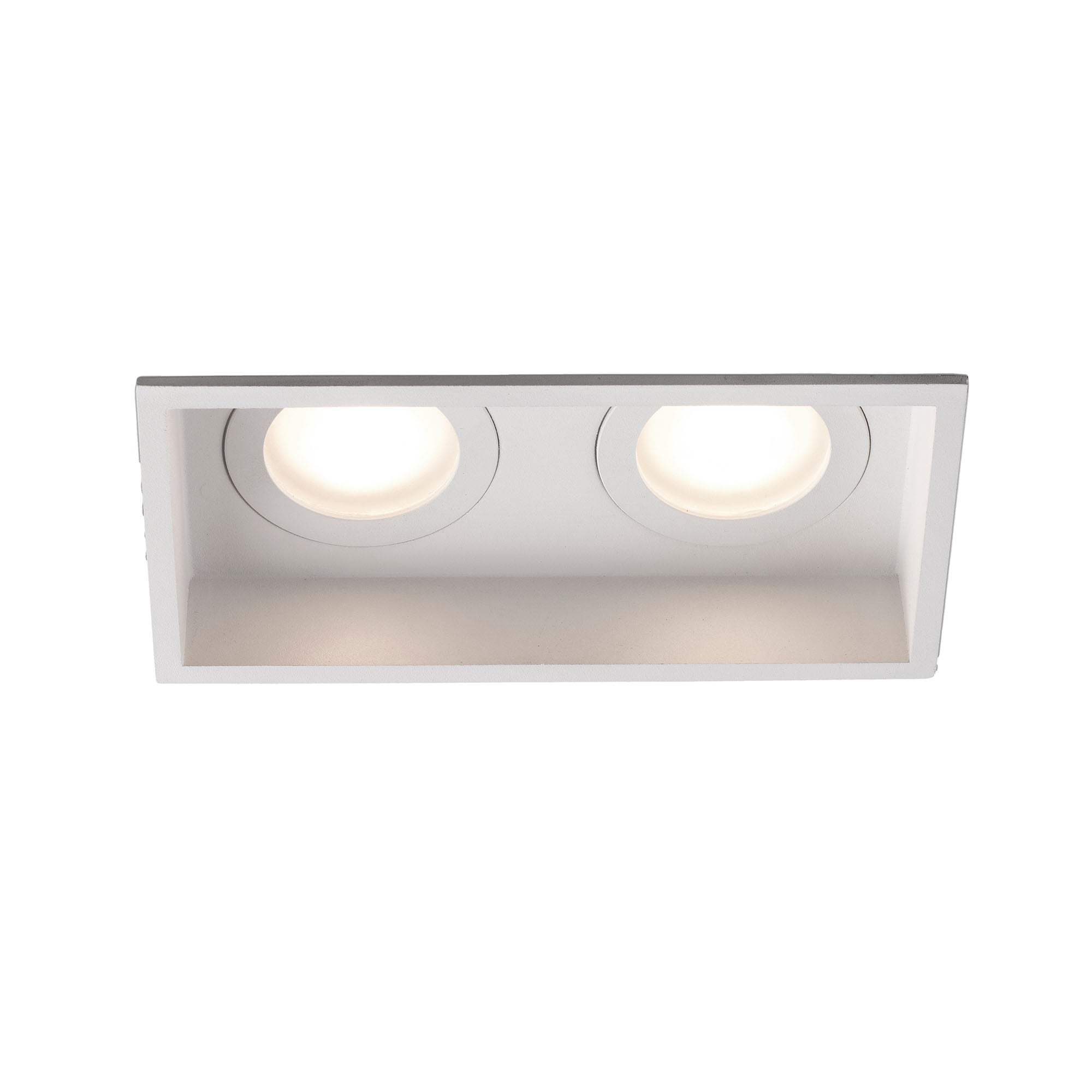 Luminaria empotrable HYDE SQ 2L blanca cuadrada mate de acero FARO 40124, serie 4011, para iluminación interior minimalista en techo, IP44, casquillo GU10 LED
