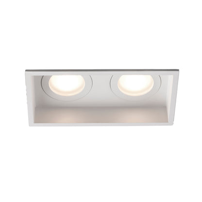 Luminaria empotrable HYDE SQ 2L blanca cuadrada mate de acero FARO 40124, serie 4011, para iluminación interior minimalista en techo, IP44, casquillo GU10 LED