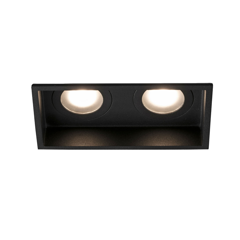 Luminaria empotrable HYDE SQ 2L negro mate cuadrado minimalista en acero, diseño interior IP44 para techo con bombillas GU10 LED - Faro 40125