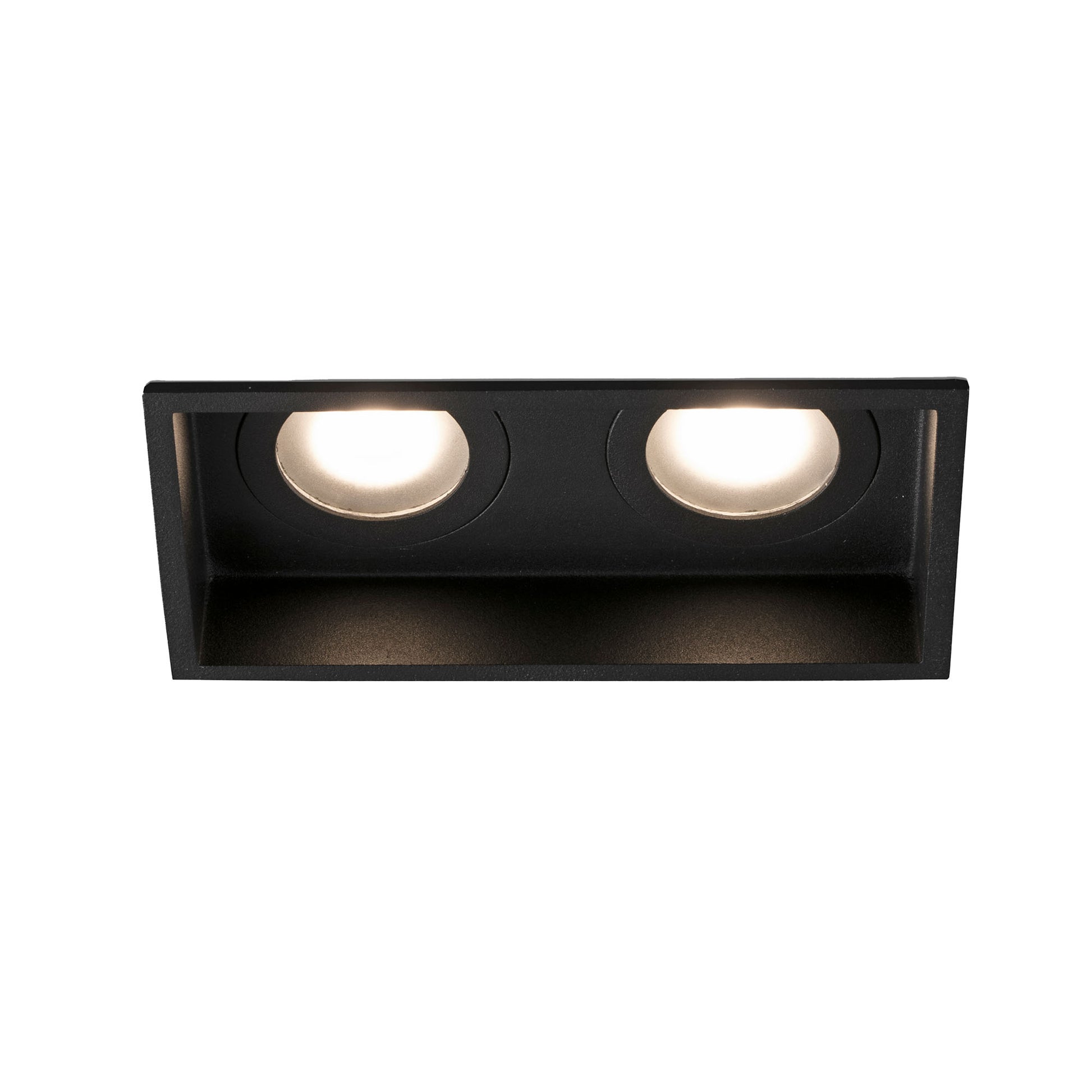 Luminaria empotrable HYDE SQ 2L negro mate cuadrado minimalista en acero, diseño interior IP44 para techo con bombillas GU10 LED - Faro 40125