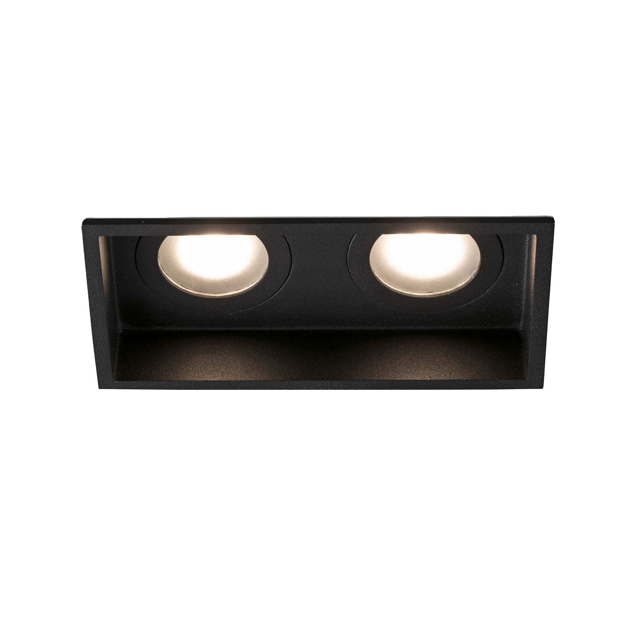 Luminaria empotrable HYDE SQ 2L negro mate cuadrado minimalista en acero, diseño interior IP44 para techo con bombillas GU10 LED - Faro 40125