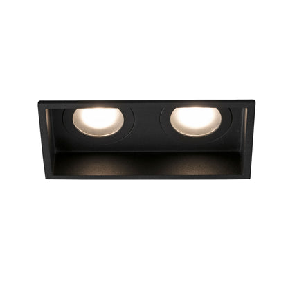 Luminaria empotrable HYDE SQ 2L negro mate cuadrado minimalista en acero, diseño interior IP44 para techo con bombillas GU10 LED - Faro 40125