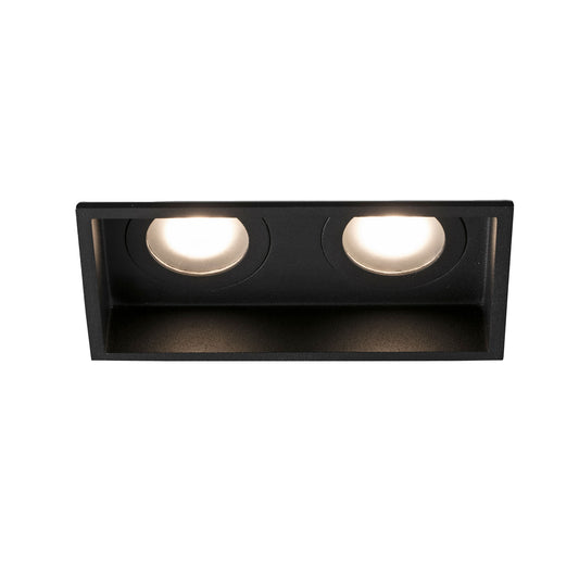 Luminaria empotrable HYDE SQ 2L negro mate cuadrado minimalista en acero, diseño interior IP44 para techo con bombillas GU10 LED - Faro 40125