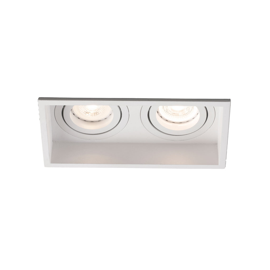 Luminaria empotrable HYDE SQ 2L blanco mate cuadrado orientable FARO 40126 para iluminación de techo interior con bombilla GU10 LED diseño minimalista para hogar y oficina