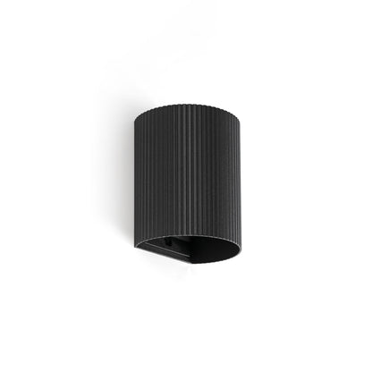 Aplique de pared SOLE redondo negro FARO 40527, luminaria superficie interior de aluminio y acero estriado para hogar elegante