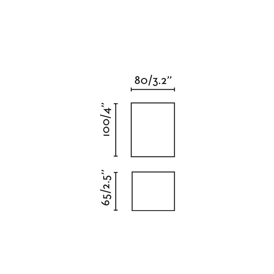 Imagen de medidas y dimensiones del aplique de pared Lune cuadrado negro de Faro modelo 40531, luminaria de superficie interior en aluminio y acero para iluminación moderna del hogar