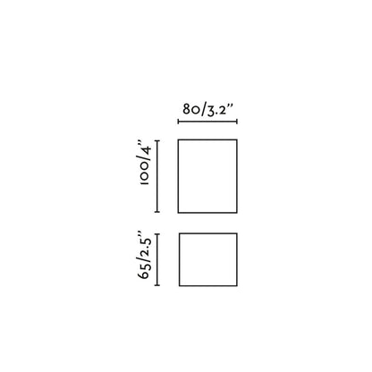 Diagrama de medidas del aplique de pared LUNE cuadrado en terracota FARO modelo 40533, luminaria superficie interior con GU10 LED para iluminación indirecta en decoración del hogar