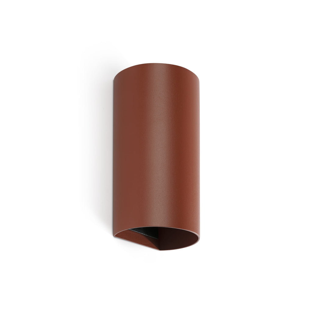 Aplique de pared SOLE 2L redondo en terracotta de FARO modelo 40541, luminaria interior superficie con luz indirecta GU10 LED, iluminación pared terracota colección 4052