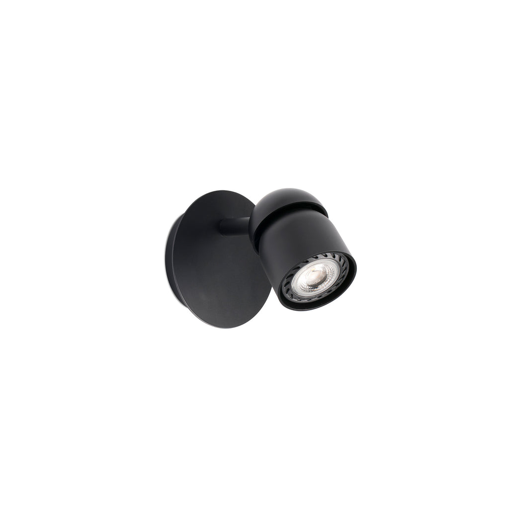Aplique de pared COCO negro mate 1 luz FARO 40661, luminaria de superficie interior con diseño orientable en acero y ABS para iluminación del hogar
