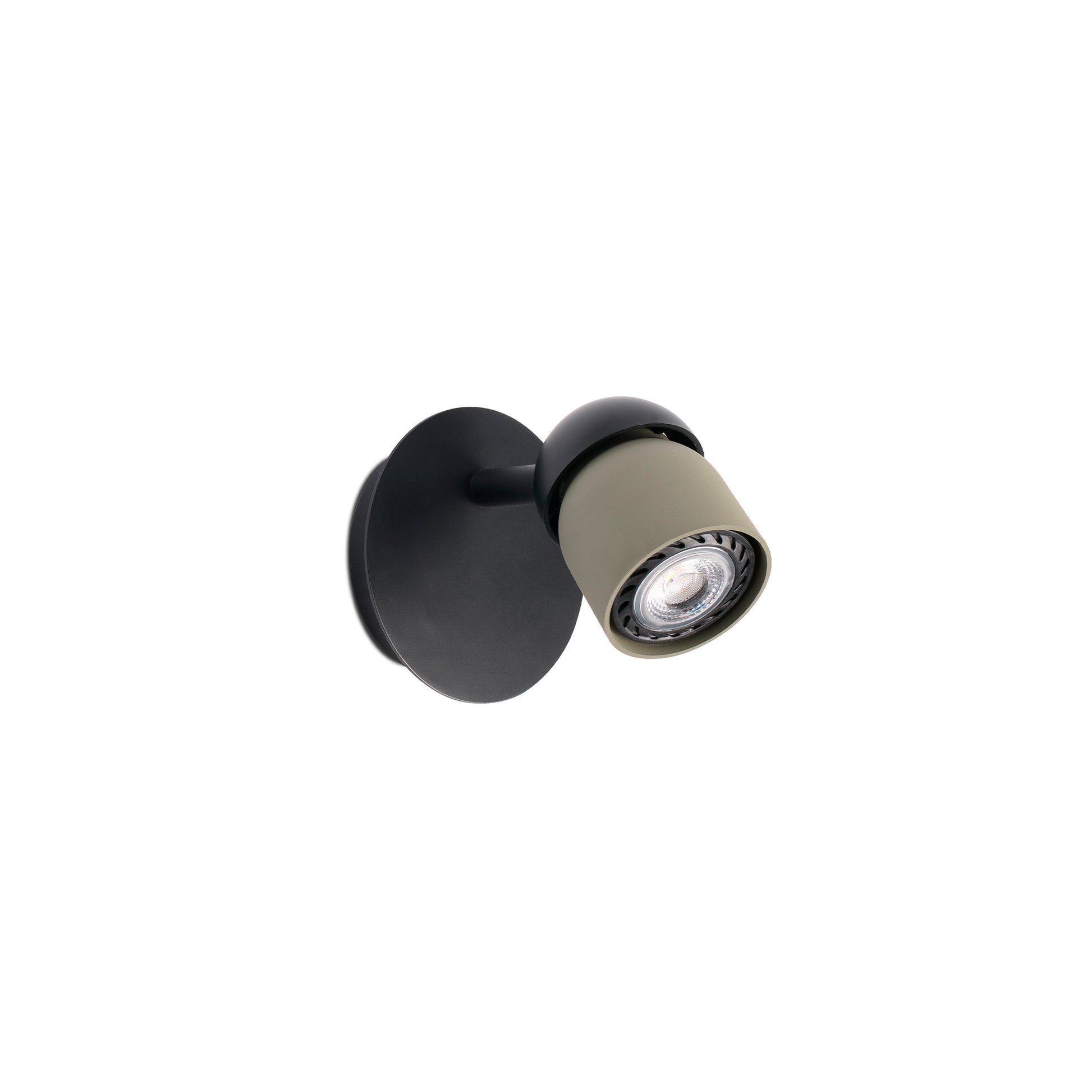 Aplique de pared COCO negro/verde 1L FARO 40662, luminaria interior orientable con LED GU10, diseño moderno en ABS y acero para superficie