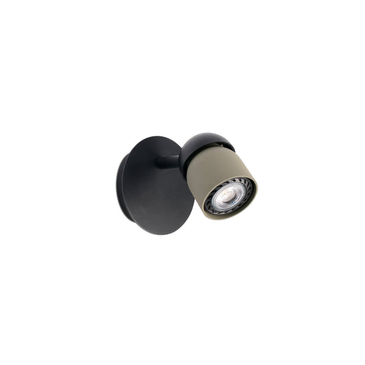 Aplique de pared COCO negro/verde 1L FARO 40662, luminaria interior orientable con LED GU10, diseño moderno en ABS y acero para superficie