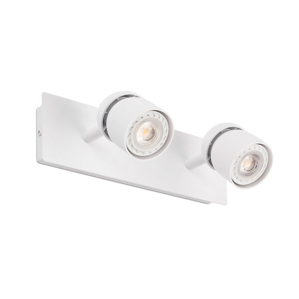 Aplique de pared COCO 2L blanco FARO 40664 - Luminaria LED interior de superficie en acero ABS para hogar moderno