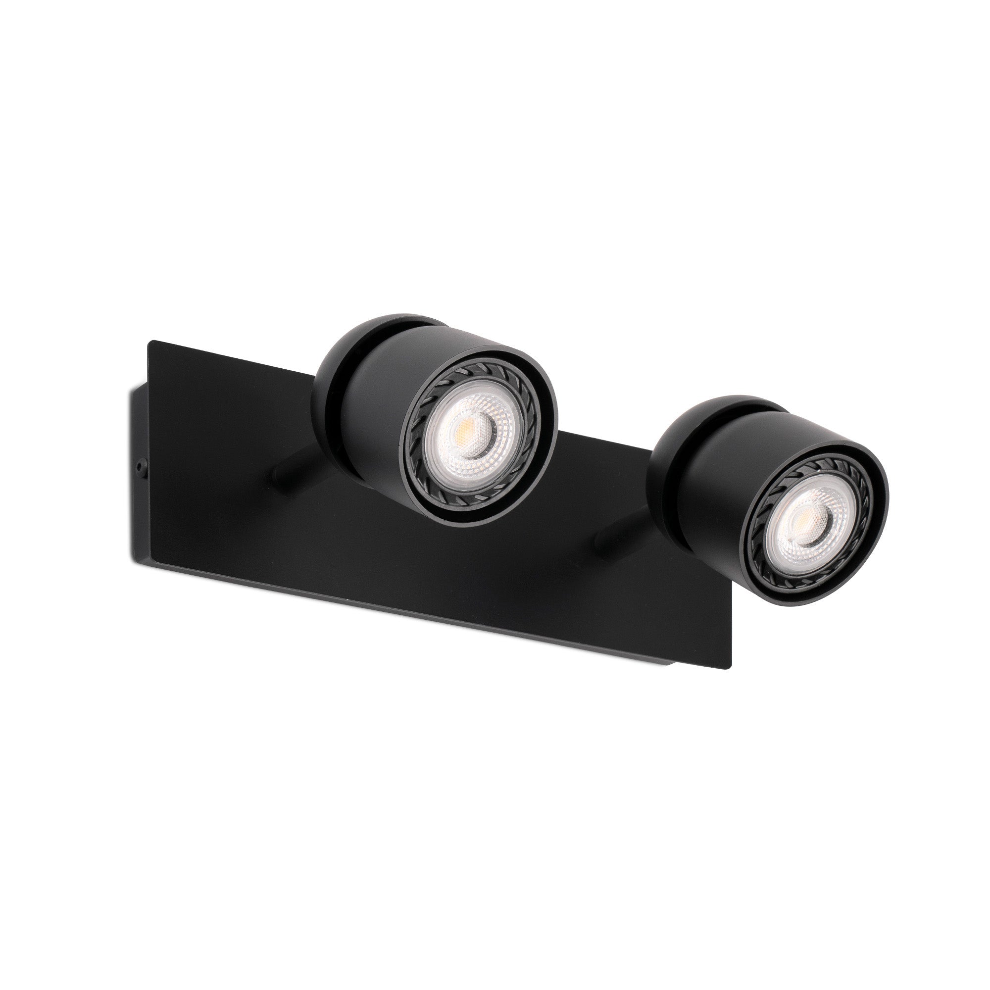 Aplique de pared COCO 2L negro FARO 40665, luminaria de superficie orientable en acero para iluminación interior del hogar