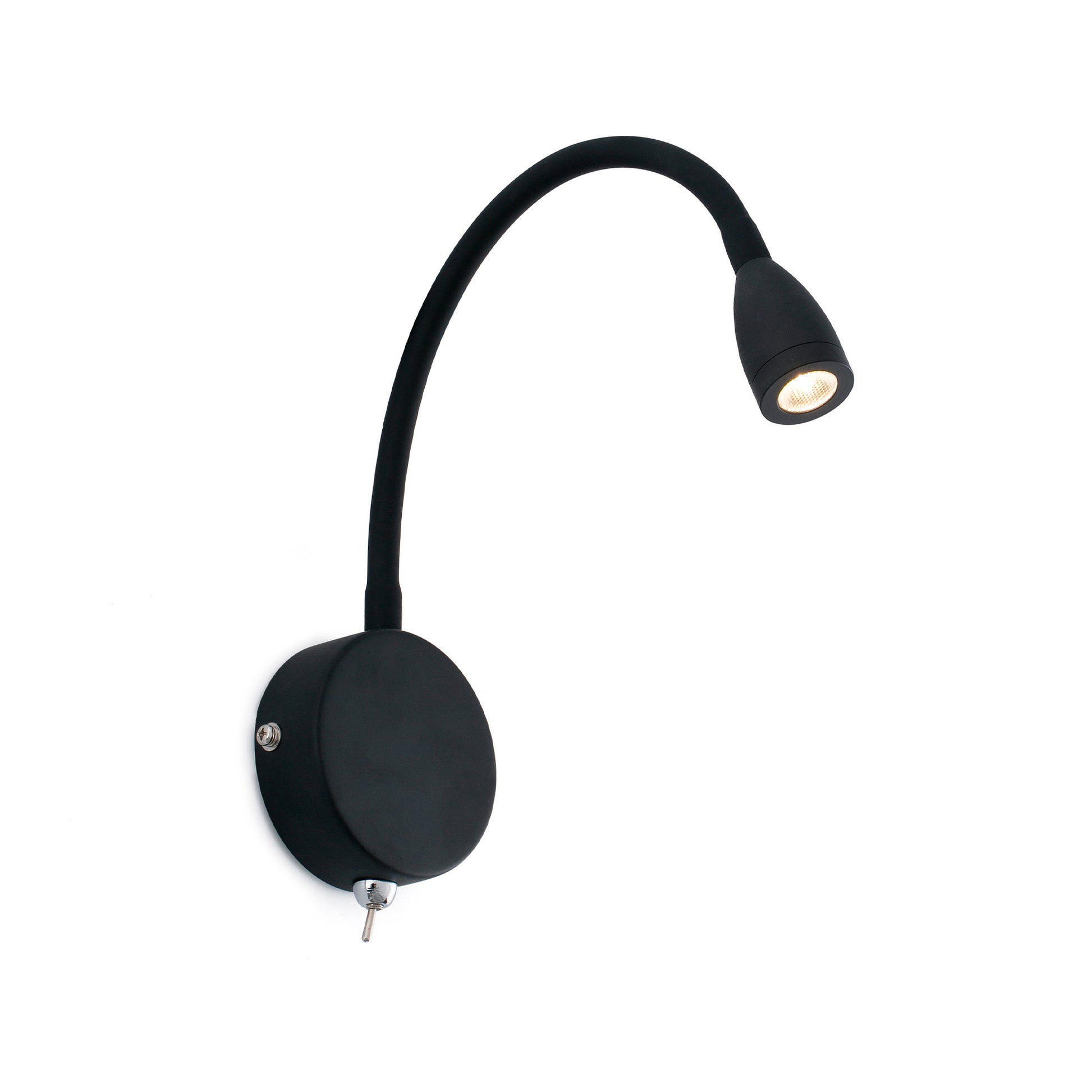 Aplique lector Loke negro FARO 41020-110, luminaria de pared interior LED 3W para lectura con iluminación cálida, diseño superficie minimalista.