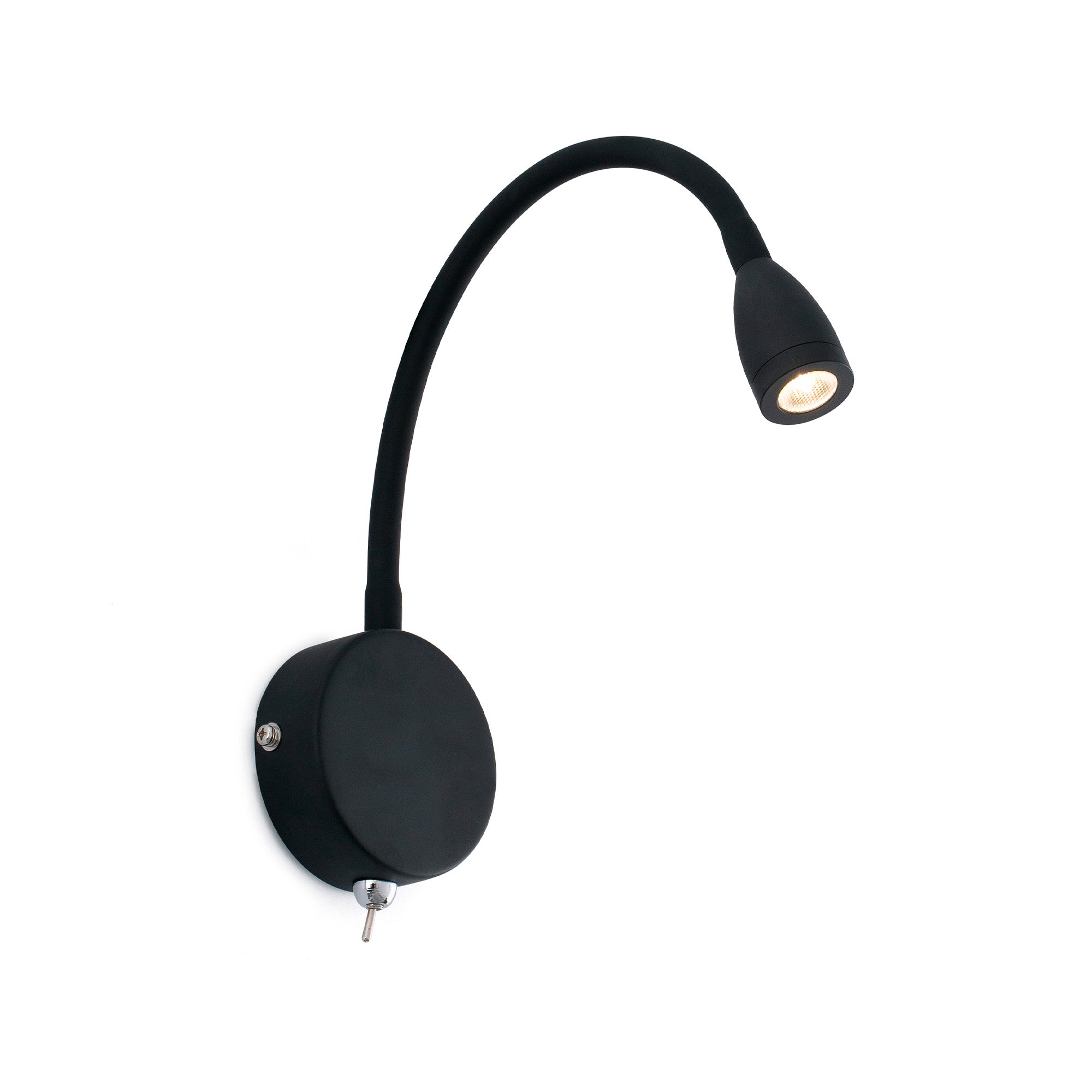 Aplique lector Loke negro FARO 41020-110, luminaria de pared interior LED 3W para lectura con iluminación cálida, diseño superficie minimalista.