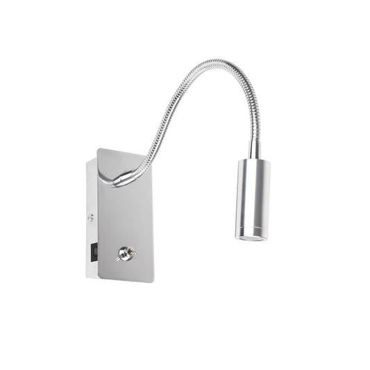 Aplique de pared Juliet con USB C y lector LED SMD en acabado cromo, modelo FARO 41025NA para luminaria de superficie interior en dormitorio y lectura nocturna
